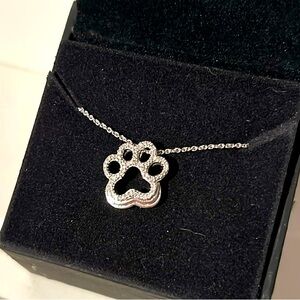 Diamond paw print pendant necklace